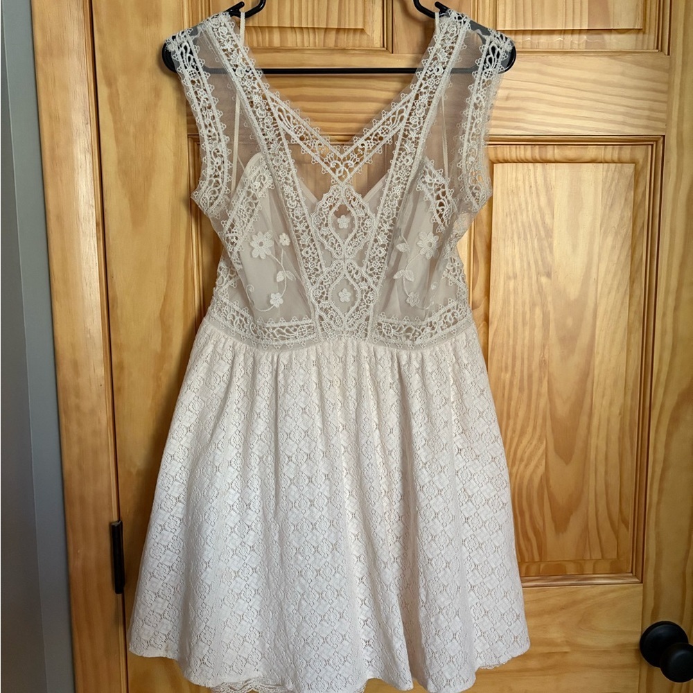 Free People | Victoria Lace Mini Dress in Ivory - Picture 4 of 11